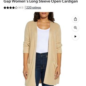 GAP Long Open-Front Cardigan in Beige